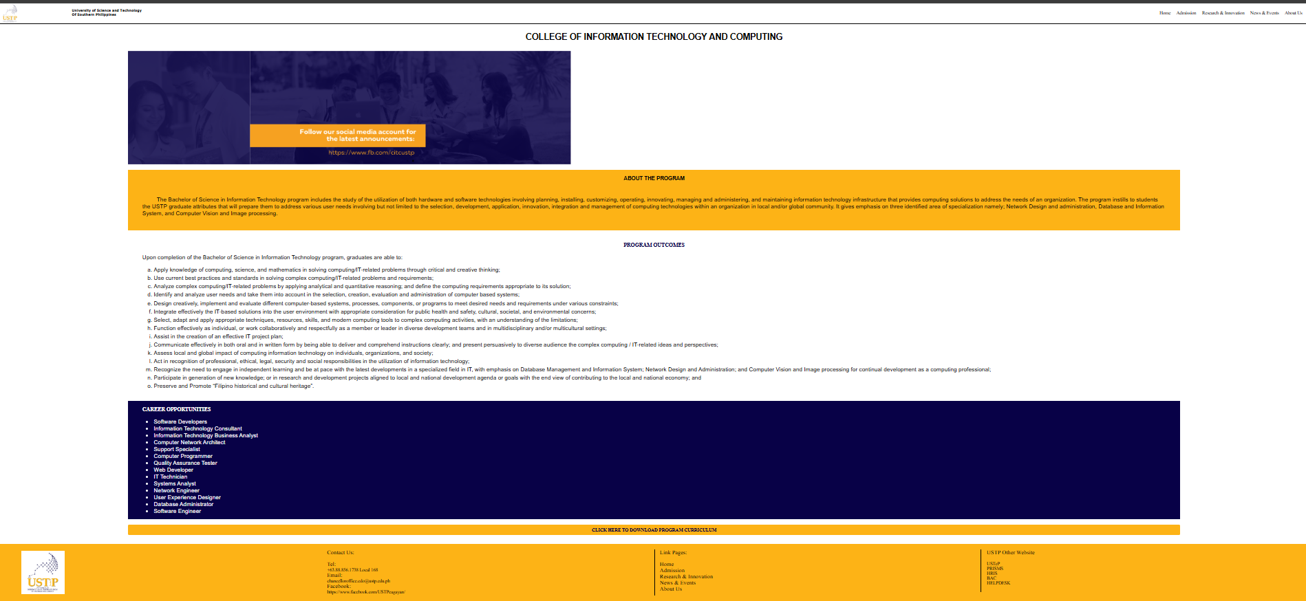 USTP IT Department Website